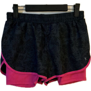 Danskin Now Women's Running Shorts Gray/Black with Pink Liner Size XS (0–2)
